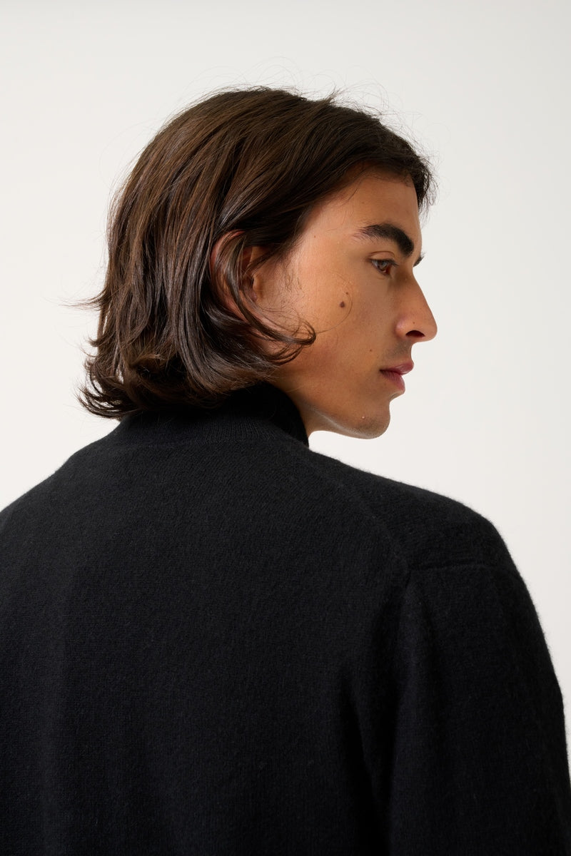 Cárdigan con cremallera y cuello alto - Albaron - Negro