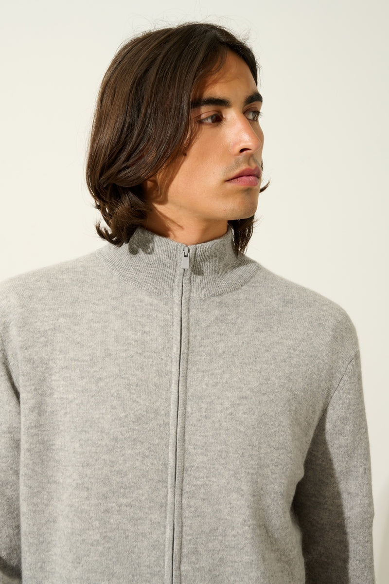 Chaleco con Cremallera y Cuello Alto - Albaron - Nuage Chiné