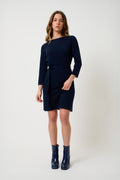Robe Col Rond Avec Ceinture - Coniston - Navy