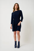 Vestido de Cuello Redondo con Cinturón - Coniston - Navy