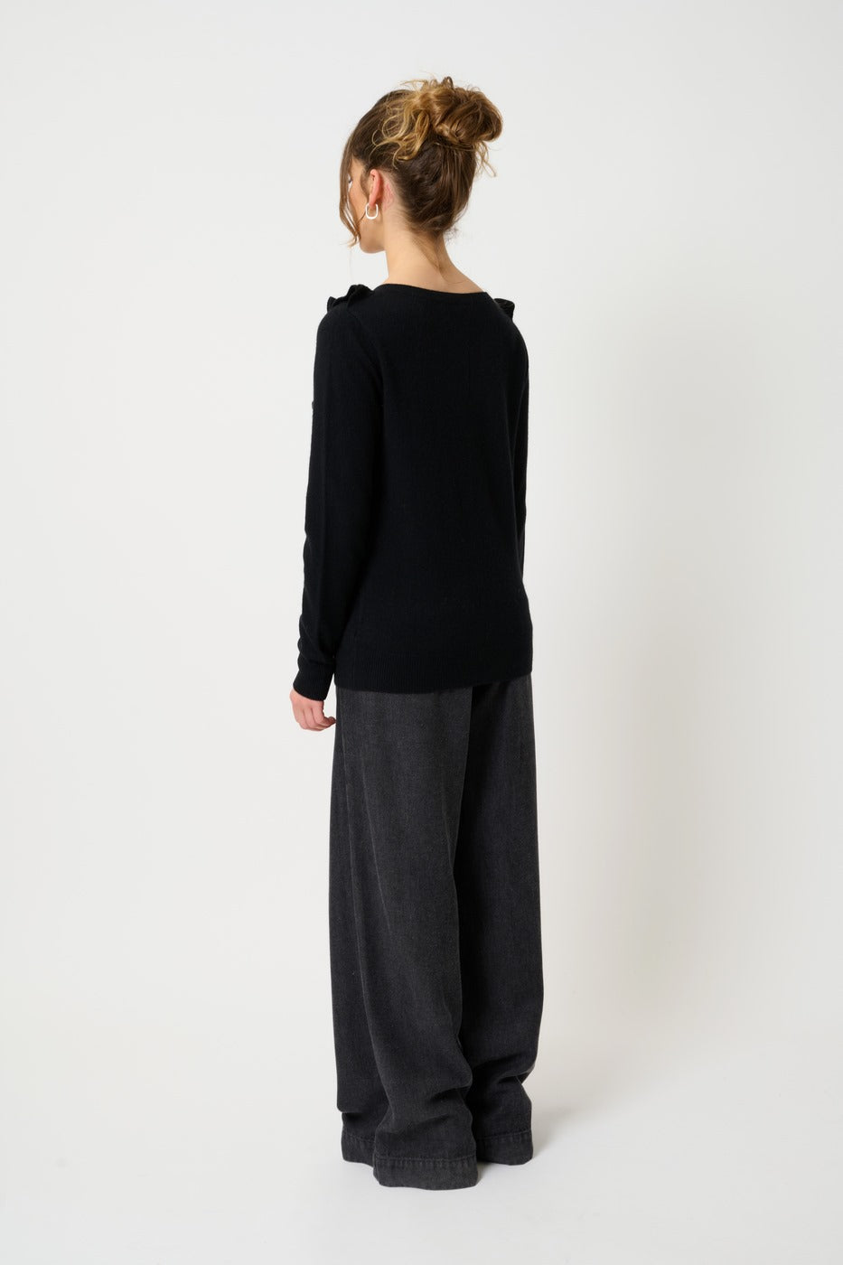 Pull Col Rond Volants Devant - Knott - Noir