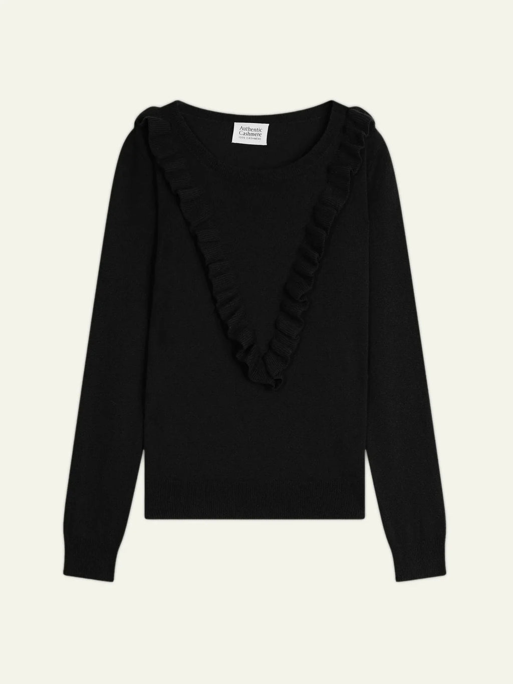 Jersey de cuello redondo con volantes delanteros - Knott - Negro