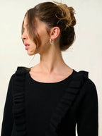 Jersey de cuello redondo con volantes delanteros - Knott - Negro