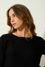Jersey Cuello Redondo Bajo Volante - Cadair - Negro
