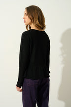 Jersey Cuello Redondo Bajo Volante - Cadair - Negro
