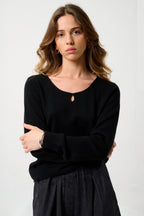 Jersey Cuello Barco Gota Delantera - Glyder - Negro