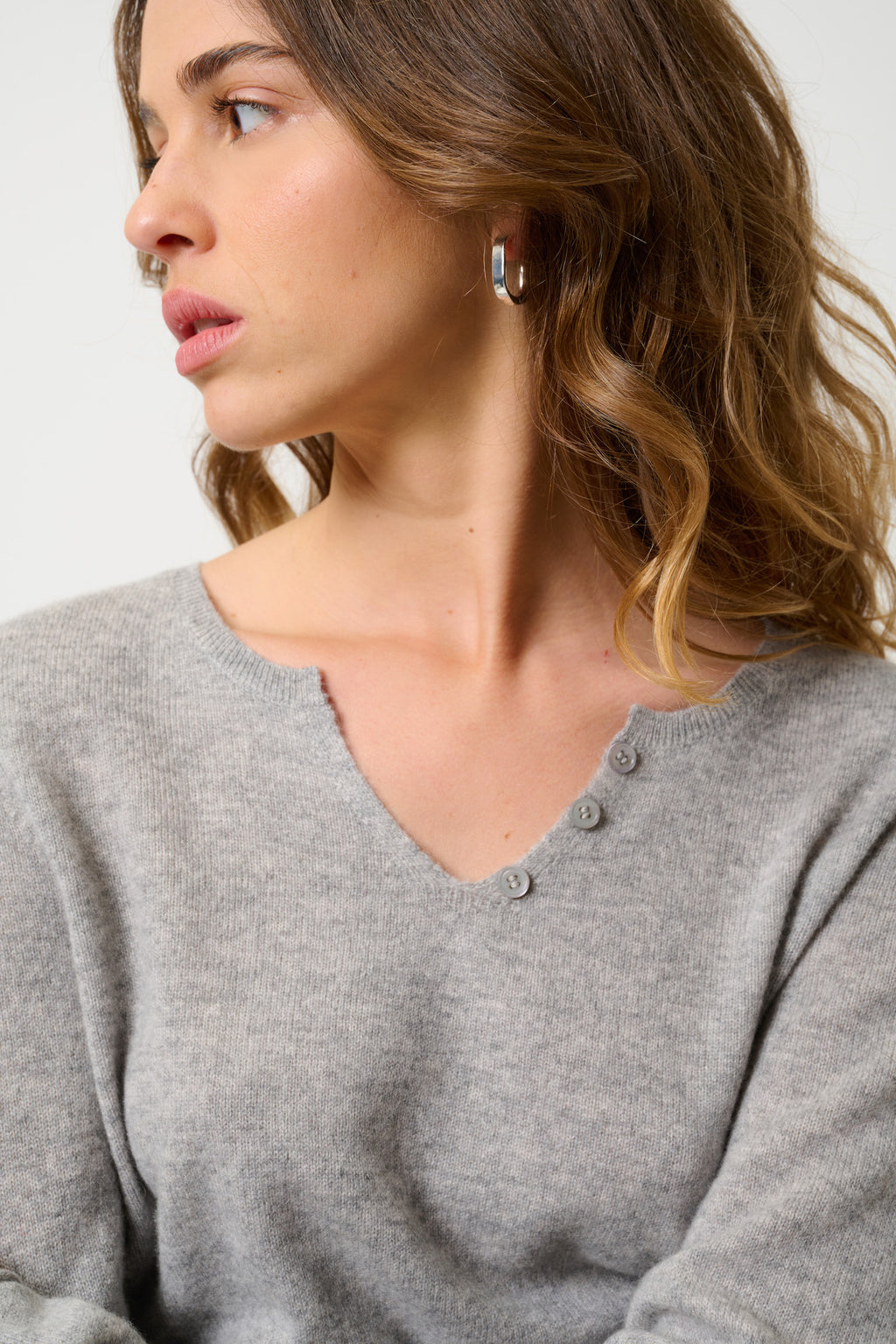 Tunisian Collar Jumper - Bodmin - Grey