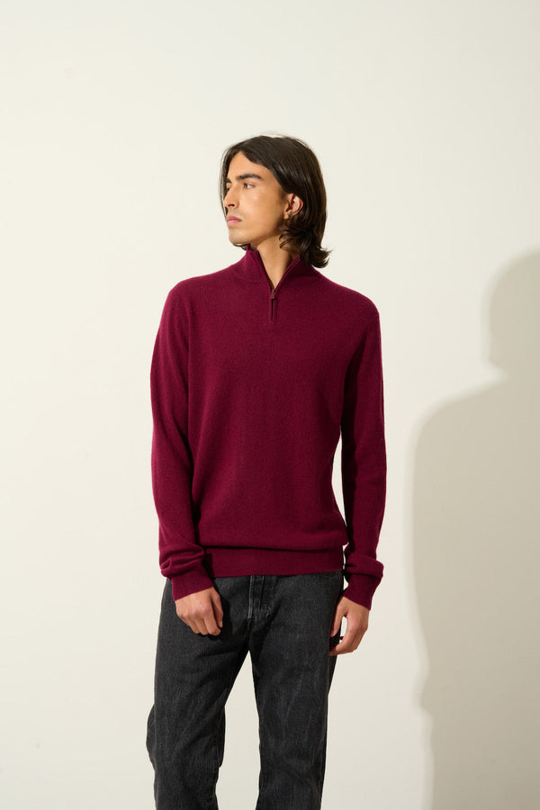 Trucker-Neck Jumper - Ambin - Burgundy
