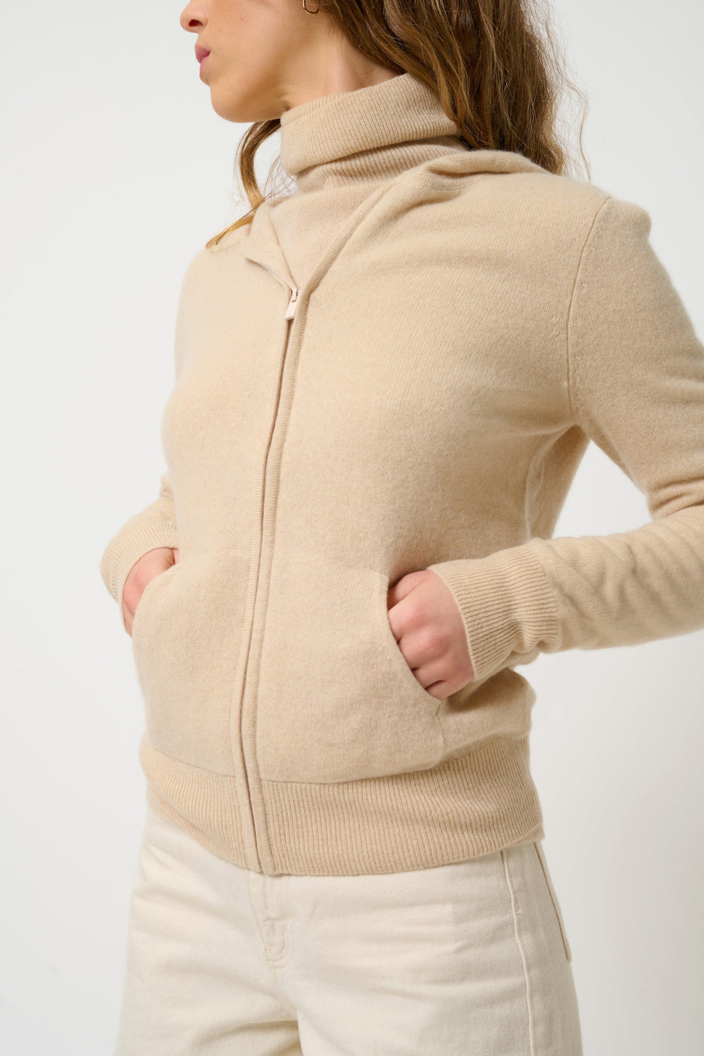 Chaleco con Cremallera y Capucha - Colombis - Beige