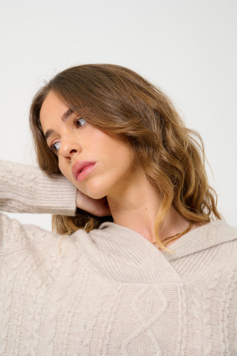 Pull Capuche 6 Fils - Khandro - Beige