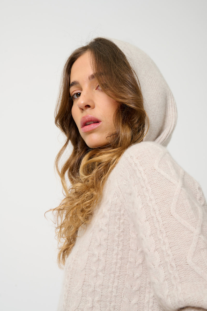 Pull Capuche 6 Fils - Khandro - Beige