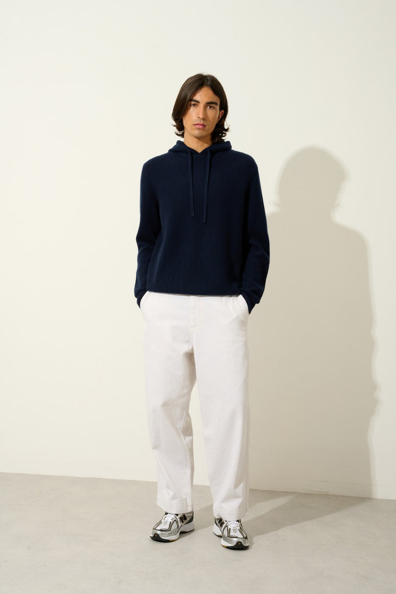 Pull Capuche 4 Fils - Mida - Bleu