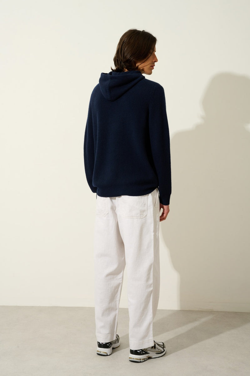 Pull Capuche 4 Fils - Mida - Bleu