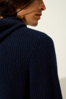 Pull Capuche 4 Fils - Mida - Bleu