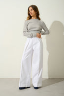 Pull Col Rond 4 Fils - Jetsan - Gris