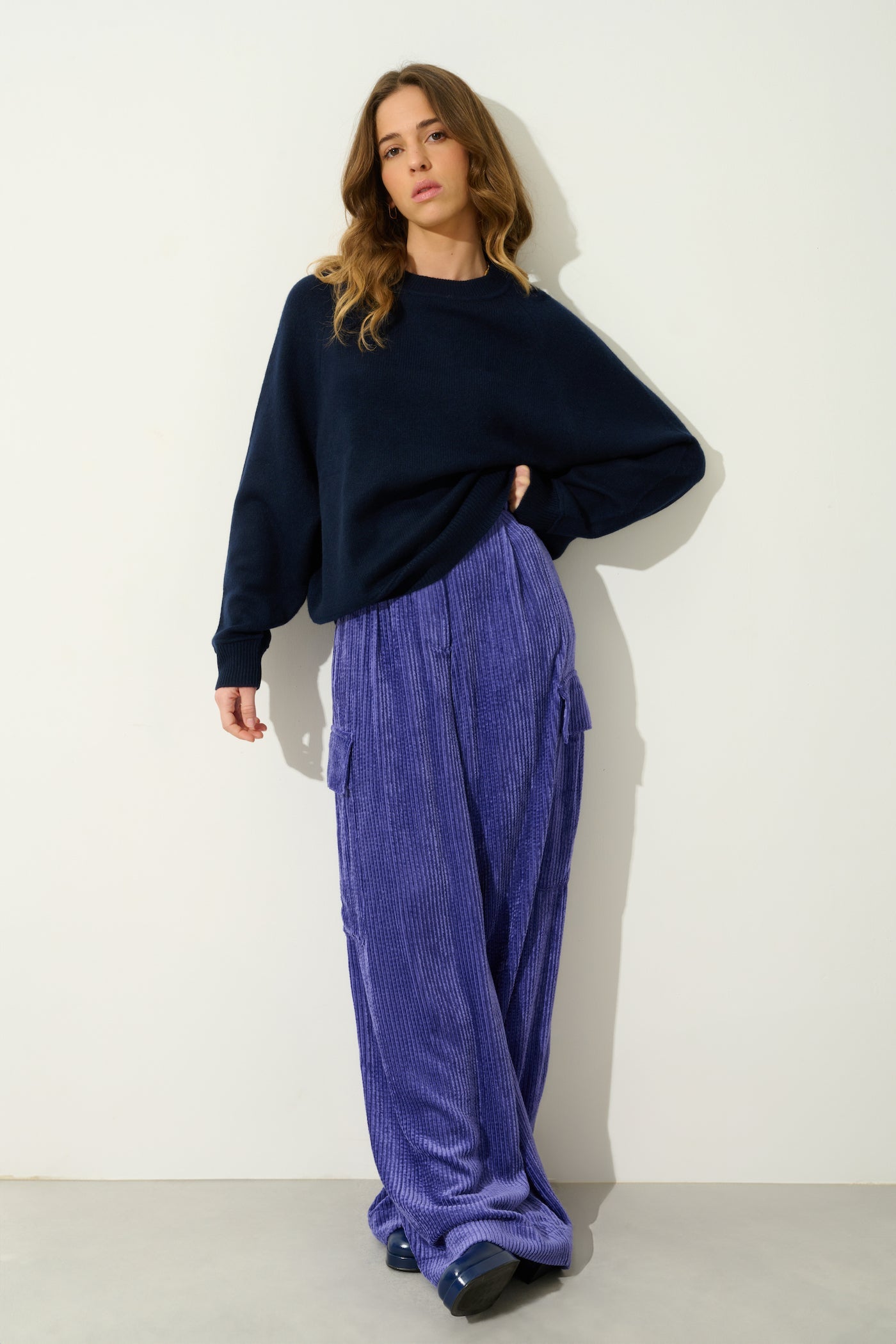 Adoria Round Neck 4-Ply Jumper - Navy - 100% 4-Ply Cashmere - Women