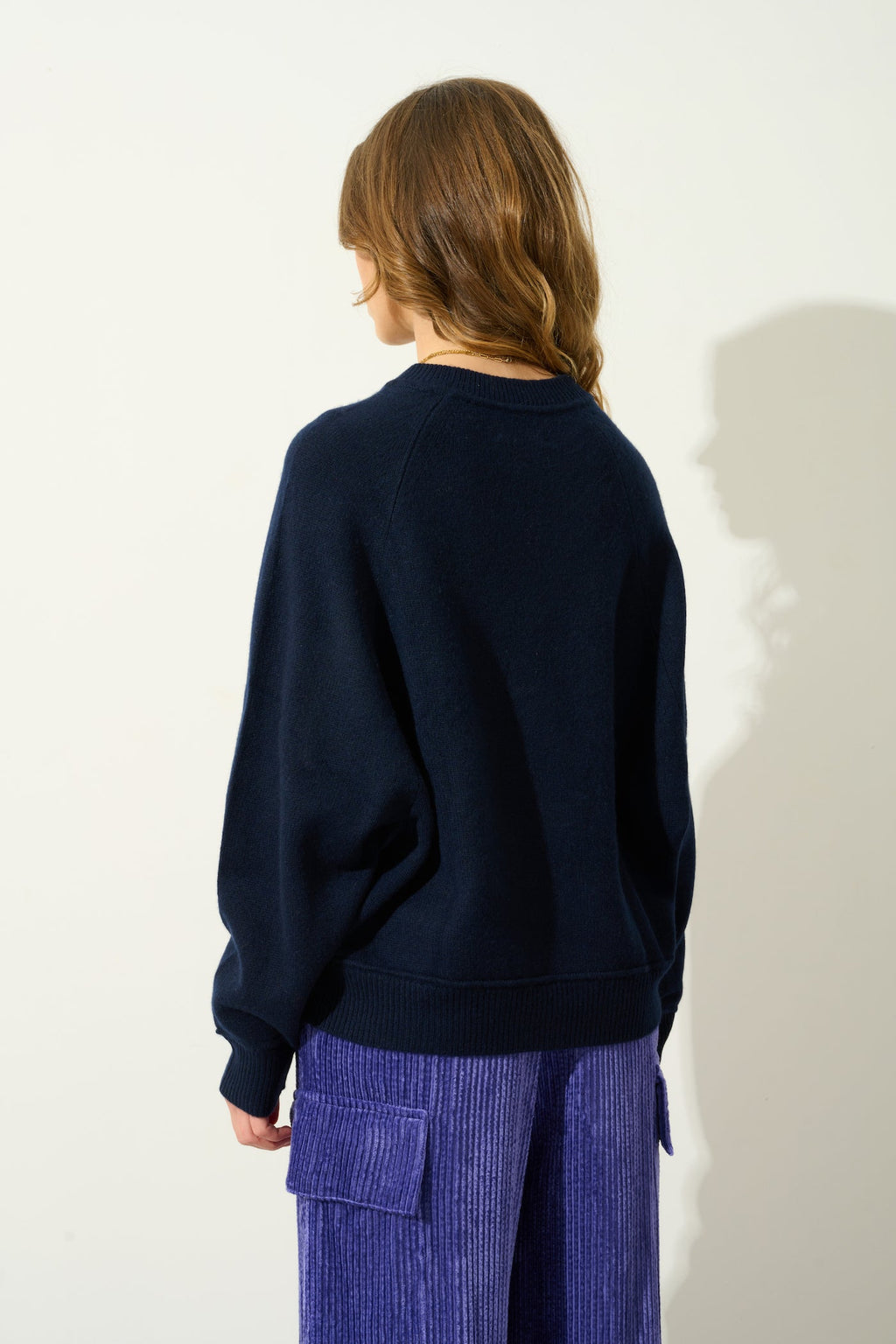 Adoria Round Neck 4-Ply Jumper - Navy - 100% 4-Ply Cashmere - Women