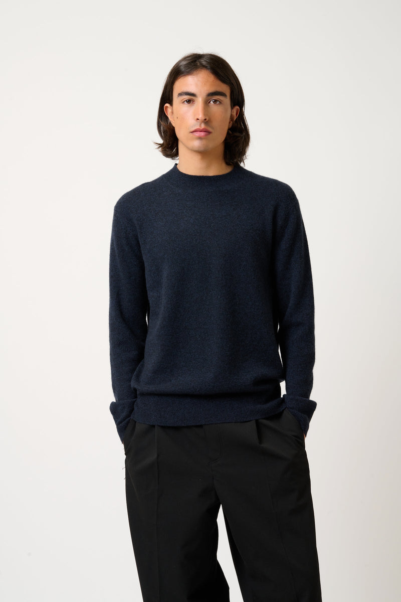 Lasya Round Neck Sweater - Caviar - 100% 2 Yarn Cashmere - Men