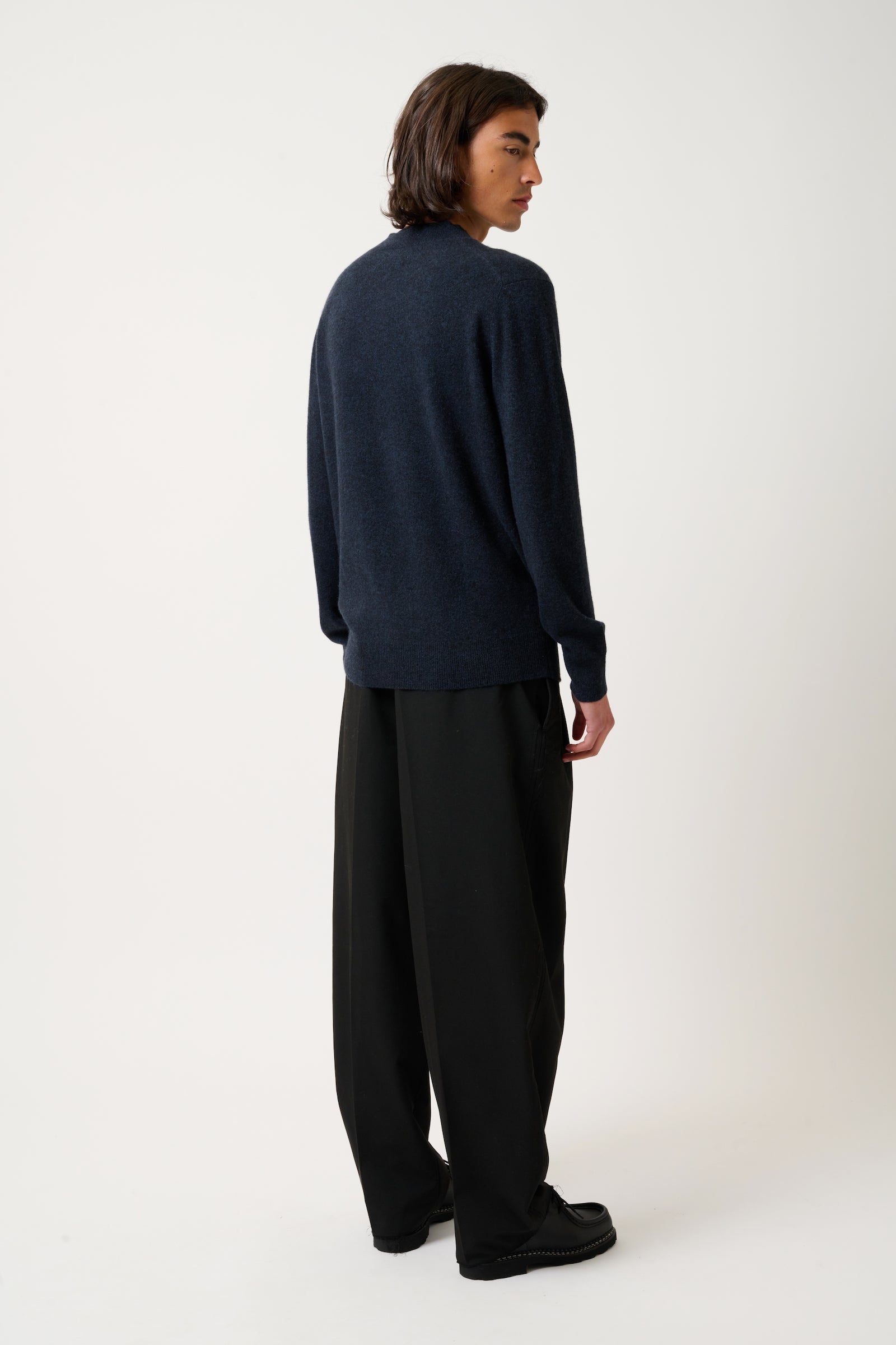 Pull Col Rond Lasya - Caviar - 100% Cachemire 2 Fils - Homme