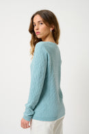 Pull Col V Grasmoor - Aqua Chiné - 100% Cachemire 2 Fils - Femme