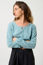 Jersey de cuello barco con gota delantera - Glyder - Aqua jaspeado