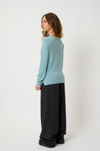 Jersey de cuello barco con gota delantera - Glyder - Aqua jaspeado