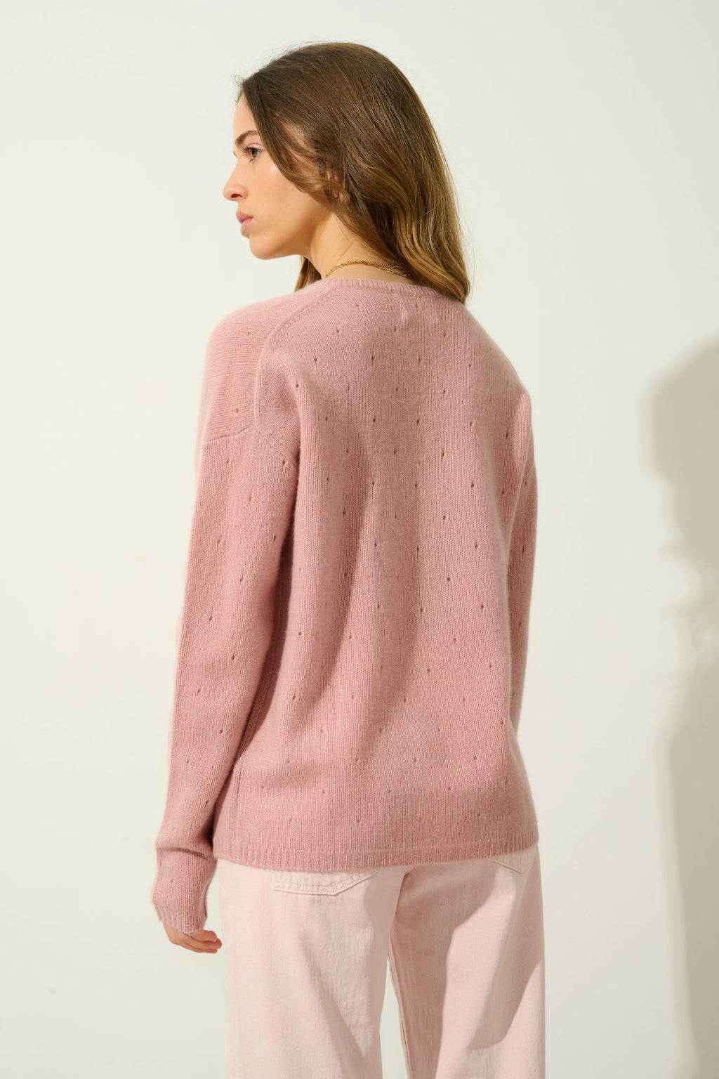 Jersey Cuello V 4 Hilos - Doty - Rosa Palo