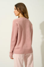 Jersey Cuello V 4 Hilos - Doty - Rosa Palo