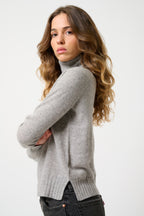 Cassy Roll-Neck Jumper - Marl Cloud - 100% 2-Ply Cashmere - Women