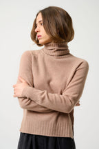 Jersey Cuello Vuelto Cassy - Camello Jaspeado - 100% Cachemira 2 Hilos - Jersey - Mujer