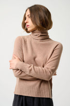 Jersey Cuello Vuelto Cassy - Camello Jaspeado - 100% Cachemira 2 Hilos - Jersey - Mujer