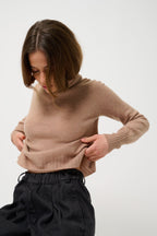 Jersey Cuello Vuelto Cassy - Camello Jaspeado - 100% Cachemira 2 Hilos - Jersey - Mujer