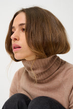 Jersey Cuello Vuelto Cassy - Camello Jaspeado - 100% Cachemira 2 Hilos - Jersey - Mujer