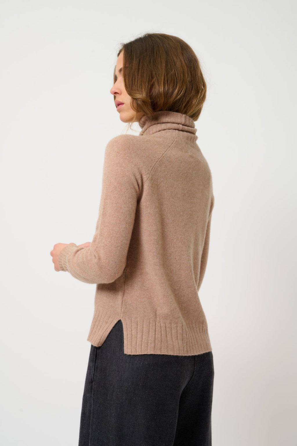 Jersey Cuello Vuelto Cassy - Camello Jaspeado - 100% Cachemira 2 Hilos - Jersey - Mujer