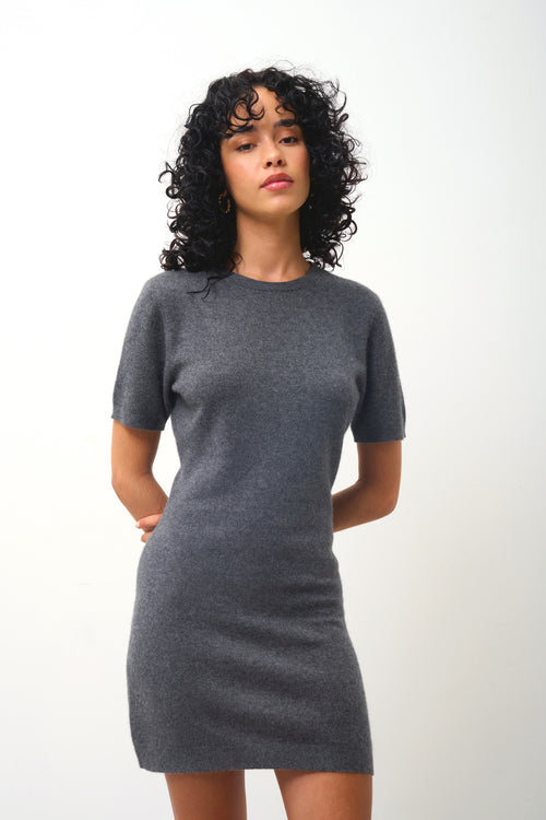 Robe Col Rond Sans Manches - Lynn - Anthracite Chiné