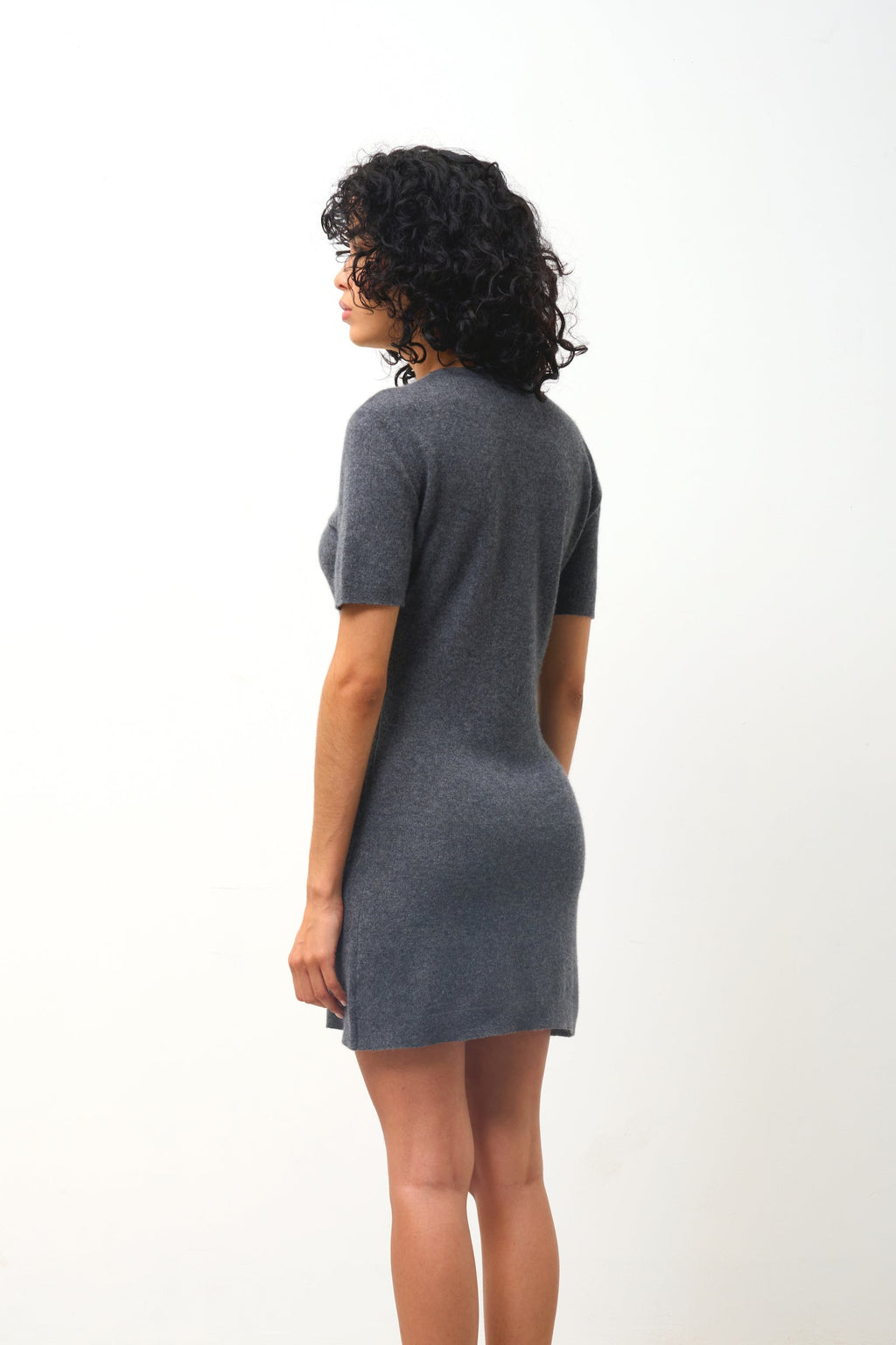 Vestido Cuello Redondo Sin Mangas - Lynn - Antracita Jaspeado