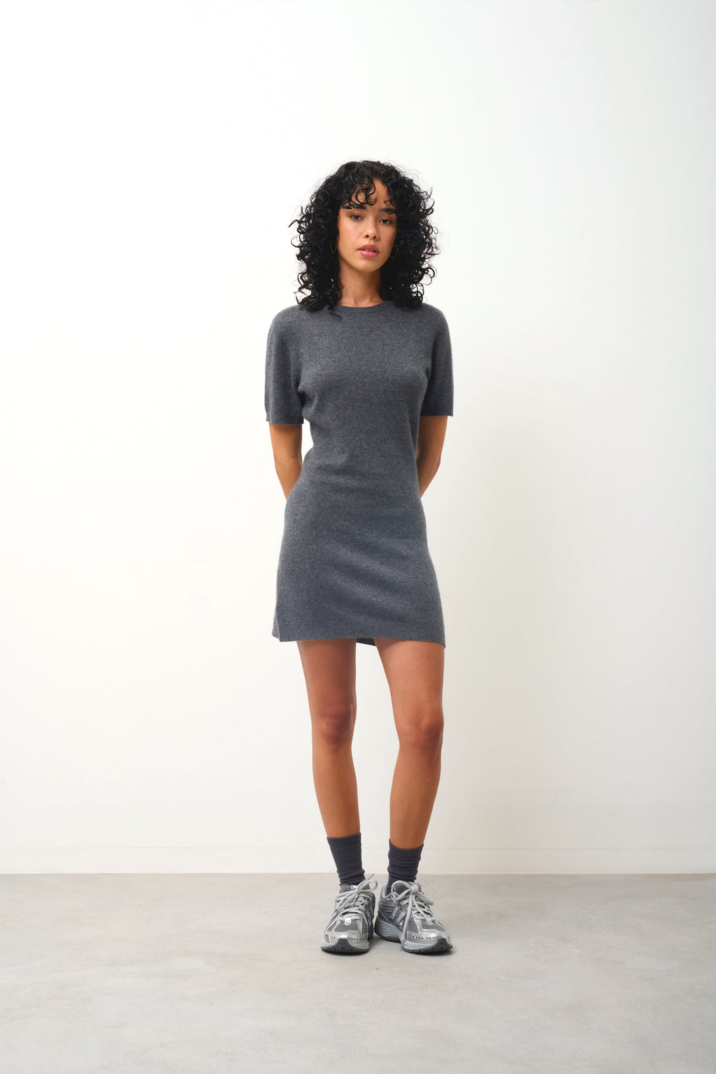 Vestido Cuello Redondo Sin Mangas - Lynn - Antracita Jaspeado