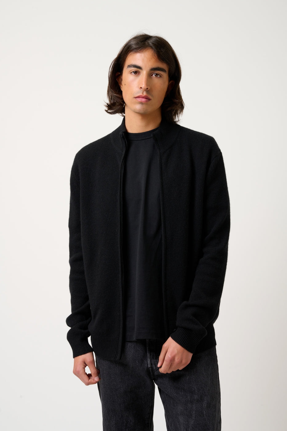 Gilet Zippé Col Camionneur 4 Fils - Lyna - Noir