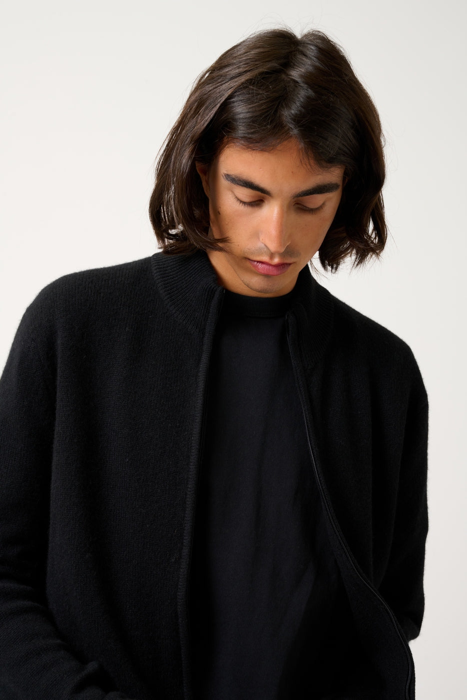 Gilet Zippé Col Camionneur 4 Fils - Lyna - Noir