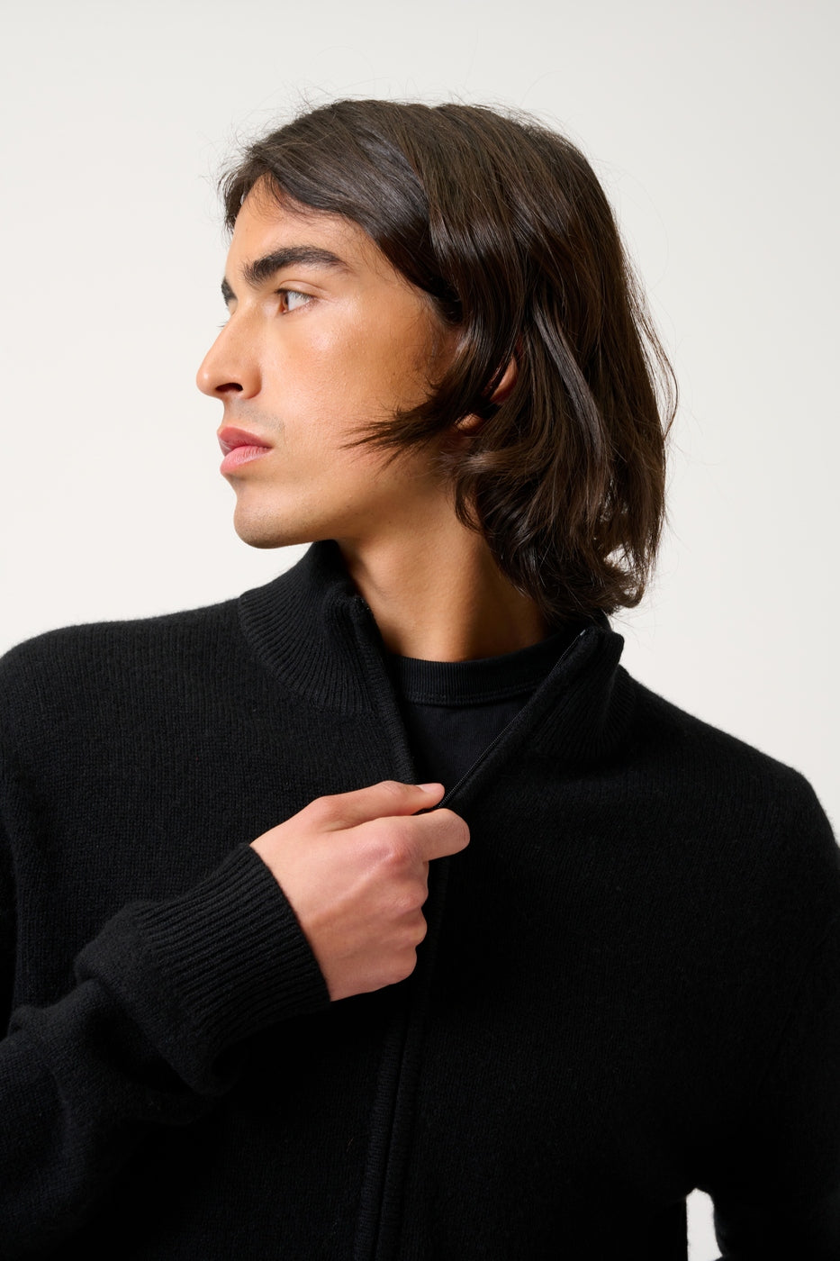 Gilet Zippé Col Camionneur 4 Fils - Lyna - Noir