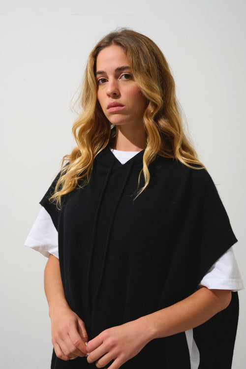 Poncho Capuche - Elsa - Noir