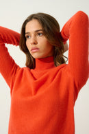 Pull Col Roulé Eileen - Orange - 100% Cachemire 2 Fils - Femme