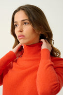 Pull Col Roulé Eileen - Orange - 100% Cachemire 2 Fils - Femme