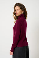 Pull Col Roulé Cassy - Bordeaux - 100% Cachemire 2 Fils - Femme