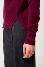 Jersey de Cuello Vuelto Cassy - Burdeos - 100% Cachemira 2 Hilos - Mujer