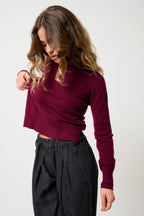 Jersey de Cuello Vuelto Cassy - Burdeos - 100% Cachemira 2 Hilos - Mujer