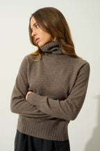 Jersey de cuello alto Cassy - Topo jaspeado - 100% cachemira de 2 hilos - Mujer