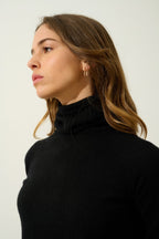 Jersey de cuello alto - 100% cachemira de 2 hilos - Negro - Mujer