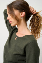 Pull Col Bateau Goutte Devant - Glyder - Kaki