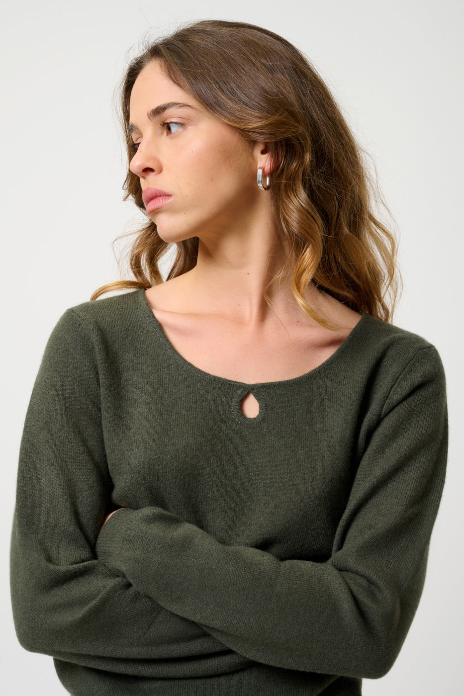 Pull Col Bateau Goutte Devant - Glyder - Kaki